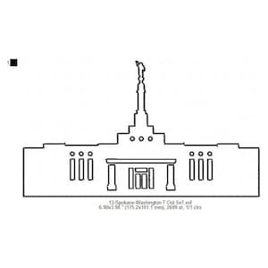 Spokane Washington LDS Temple Outline Machine Embroidery Digitized Design Files