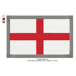 England Flag English World National Flags Machine Embroidery Digitized Design Files | Dst | Pes | Hus | Vp3 | Vip | Jef | XXX | Exp