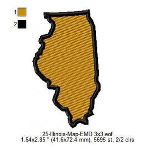 illinois State Map Maschinenstickerei digitalisierte Stickmuster-Dateien | Dst | Pos | Hus | Vp3 | Vip | XXX | Jef | Erw
