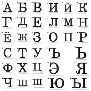 Russian Language Alphabets Letters Machine Embroidery Digitized Design Files | Dst | Pes | Hus | Vp3 | Vip | Jef | XXX | Exp