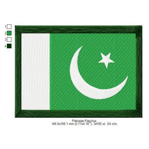 Pakistan Flag Pakistani World National Flags Machine Embroidery Digitized Design Files | Dst | Pes | Hus | Vp3 | Vip | XXX | Jef | Exp