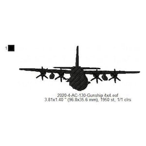 Pliki zdigitalizowanych projektów do haftu maszynowego sylwetki samolotu Lockheed Martin C-130J Super Hercules