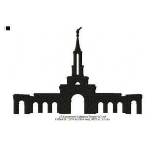 Sacramento California LDS Temple Silhouette Machine Embroidery Digitized Design Files