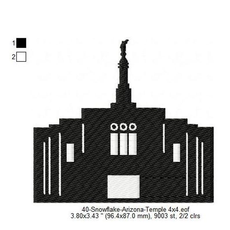 Snowflake Tample Snowflake Arizona LDS Temple Silhouette Machine Embroidery Digitized ...