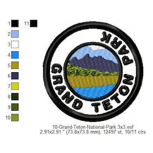 Grand Teton Nationalpark Merit Badge Maschinenstickerei digitalisierte Design-Dateien | Dst | Pos | Hus | Vp3 | Vip | XXX | Jef | Erw