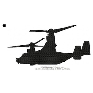 May include: Black silhouette of a Bell Boeing V-22 Osprey tiltrotor aircraft. 1-Bell-Boeing-V-22-Osprey.hus 172.0x84.4 mm (6.77x3.32 "), 10328 st, 1/1 clrs
