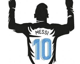 Lionel Messi LM10 Silhouette Celebration Football Soccer Player Machine Embroidery Digitized Design Files