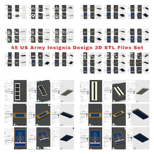 Emblemas y símbolos de rangos militares del Ejército de EE. UU. en formato 3D STL para impresión 3D con impresoras 3D.