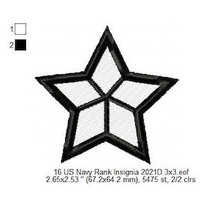 US Navy rang vice-admiraal onderste helft RDML onderofficier Insignia Patch Machine borduurwerk gedigitaliseerde ontwerpbestanden | Dst Pes Vp3 Vip Jef-exp