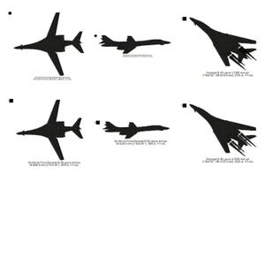 Pliki z projektem cyfrowym do haftu maszynowego sylwetki samolotu Rockwell B-1B Lancer