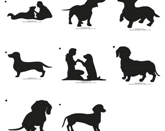犬のシルエット カスタムデザイン確認用 ダックスフントのシルエットの機械刺繍デザイン | 犬のデザイン - Etsy