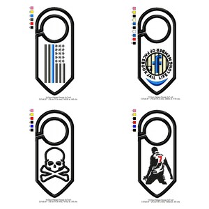 Arquivo de design de bordado para patch de porta com bandeira da Linha Azul, caveira, sino de perigo, helicóptero UH-1N Twin Huey, CR7 Cristiano Ronaldo, Facebook, prisão