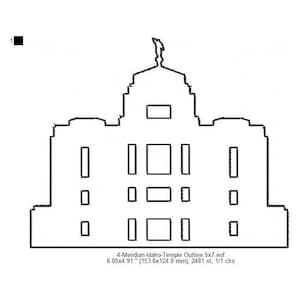 Meridian Idaho LDS Temple Outline Machine Embroidery Digitized Design Files
