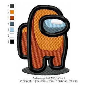 Among Us Astronauts Game Character Machine Embroidery Digitized Design Files | Dst | Pes | Hus | Vp3 | Vip | XXX | Jef | Exp