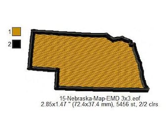 Nebraska State Map Machine Embroidery Digitized Design Files | Dst | Pes | Hus | Vp3 | Vip | XXX | Jef | Exp