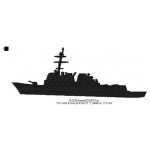 USS Howard DDG-83 Schiff Silhouette Maschinenstickerei digitalisierte Stickmusterdateien