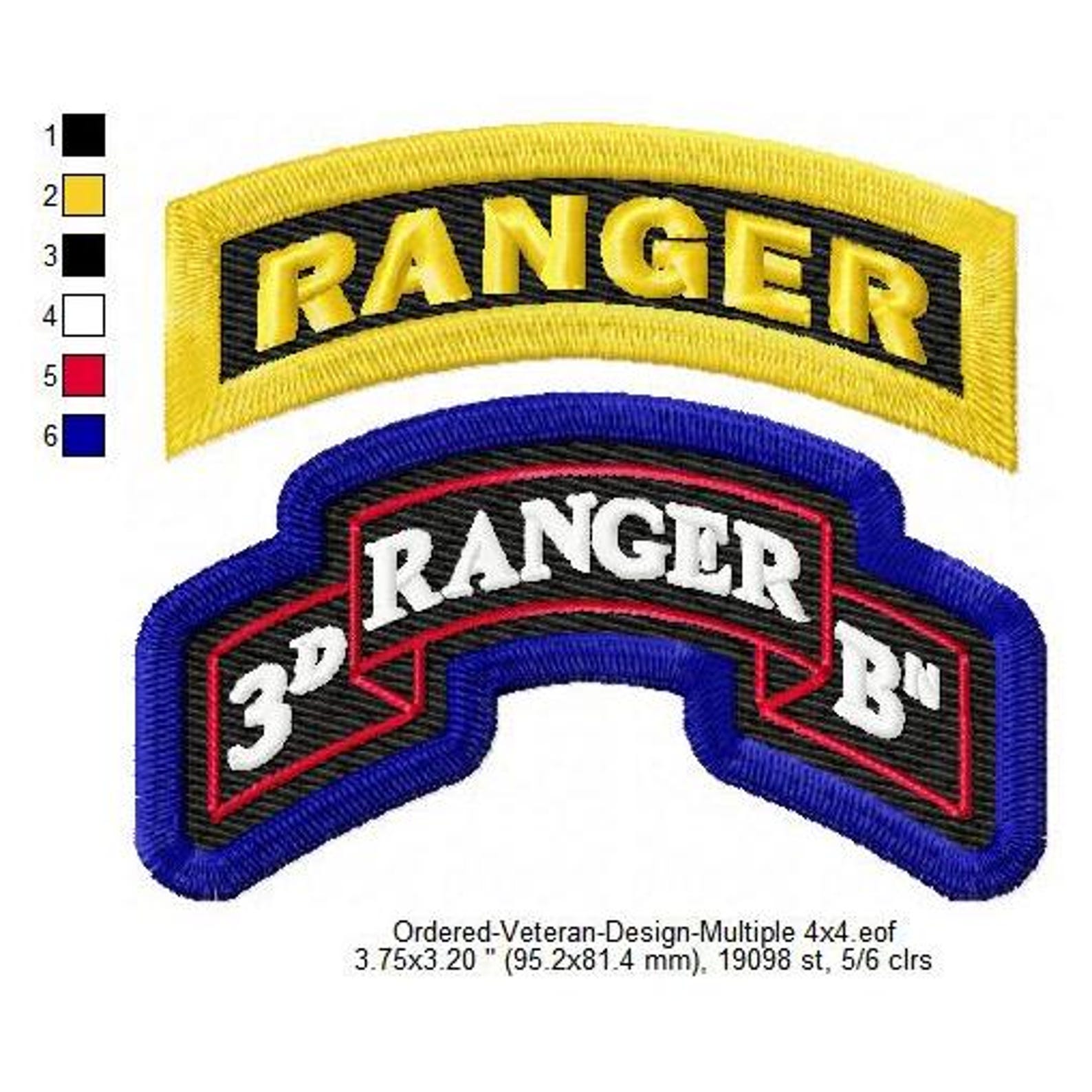 US Army Third Ranger Battalion Arm Insignia Machine Embroidery ...