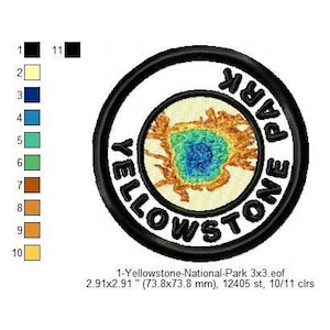 Yellowstone National Park Merit Badge Patch Machine Embroidery Digitized Design Files | Dst | Pes | Hus | Vp3 | Vip | XXX | Jef | Exp