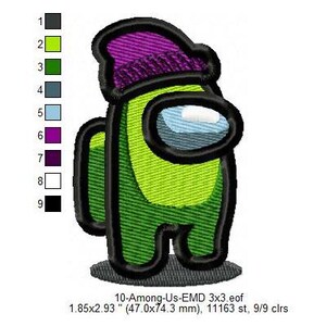 Winter Among Us Character Hat Machine Embroidery Digitized Design Files | Dst | Pes | Hus | Vp3 | Vip | XXX | Jef | Exp