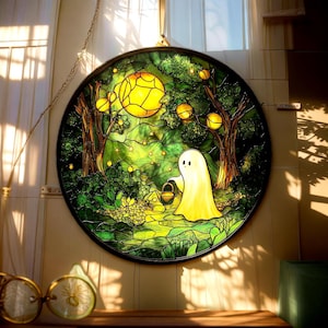 Acchiappasole in acrilico per finestra, fantasma della foresta, in acrilico colorato finto, regalo di Halloween