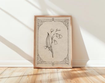 Vintage Lily of the Valley Print, Floral Wall Art, Botanical Decor, Home Art Print, Nature Inspired, Gift for Her, Vintage Art