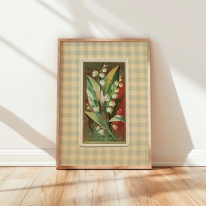 Vintage Lily of the Valley Digital Print, Girls Room Decor, Botanical Art, Digital Download, Trendy Art, Vintage Art, May Birth Flower