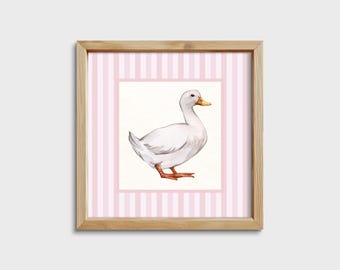 Vintage Duck Print Digital Download, Spring Print, Goose Painting, Nursery Decor, Cottage Core Print, Country Goose, Printable Artwork
