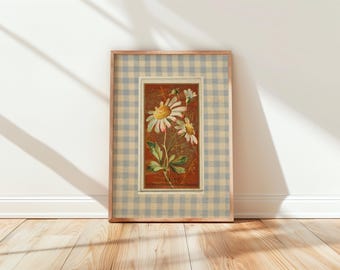 Vintage Daisy Digital Print, Girls Room Decor, Botanical Art, Digital Download, Trendy Art, Vintage Art, April Birth Flower, Gift Idea