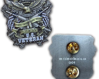 US Veteran Blood Sweat and Tears Military Lapel Pin