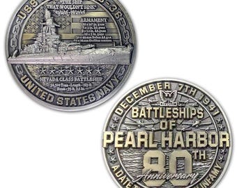 USS Nevada BB-36 US Navy Battleships of Pearl Harbor Collectible Challenge Coin