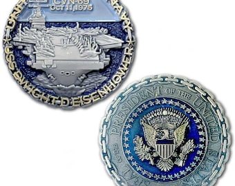 USS Dwight D. Eisenhower CVN-69 US Navy Aircraft Carrier Collectible Challenge Coin