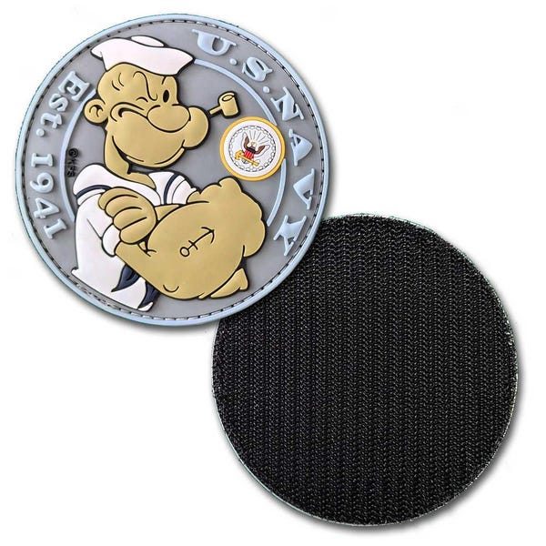 Parche de PVC de 3,75" para la moral de veteranos de la Marina de los EE. UU. "Popeye el Marino desde 1941"