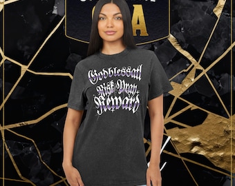 RISK PRAY REWARD T-shirt met acid wash