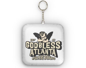 Godbless Atlanta Cherub Logo Custom Shape Mini Pluche Sleutelhanger
