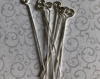 INVENTORY REDUCTION — 8 Sterling Silver 2” Organic Swirl Head Pins 20 gauge