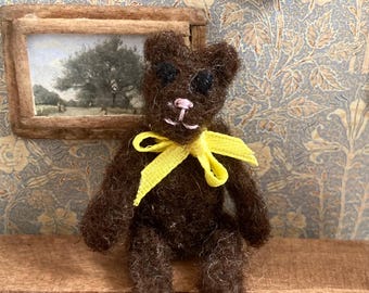 Miniature Teddy Bear, 1:12 Scale Dollhouse Plush Bear
