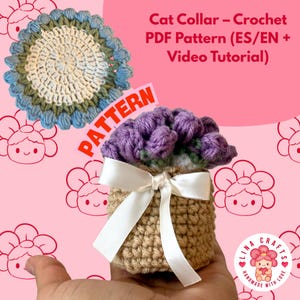 Crochet Tulip Coaster Pattern | Adjustable Pot, Bilingual (PDF Pattern)