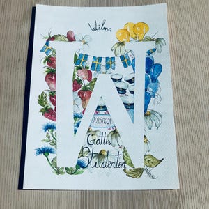 Iniciales en acuarela pintadas a mano – Monograma de graduación personalizado – Regalo personalizado único – Recuerdo inspirado en la naturaleza