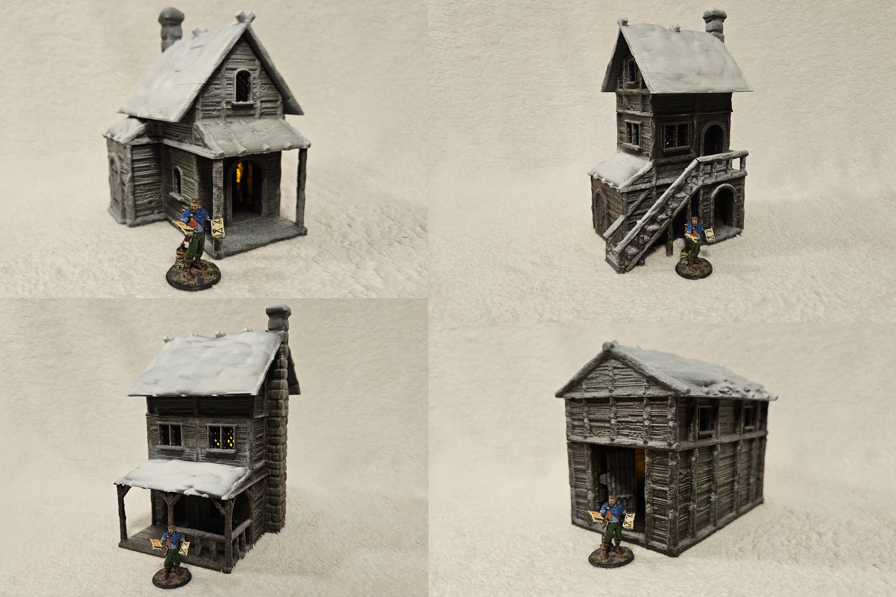 Table Town Winter Forest Village, Tabletop Terrain, 28mm, 32mm - Etsy
