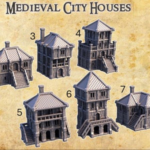 Medieval City Houses, Tabletop Terrain,28mm, 32mm