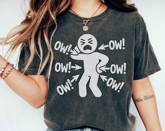 Divertido meme de flechas de palo con diseño vintage, Ow Ow Ow Figura de personaje de palo Humor Concientización sobre el dolor crónico, Descarga digital, Diseño para camiseta