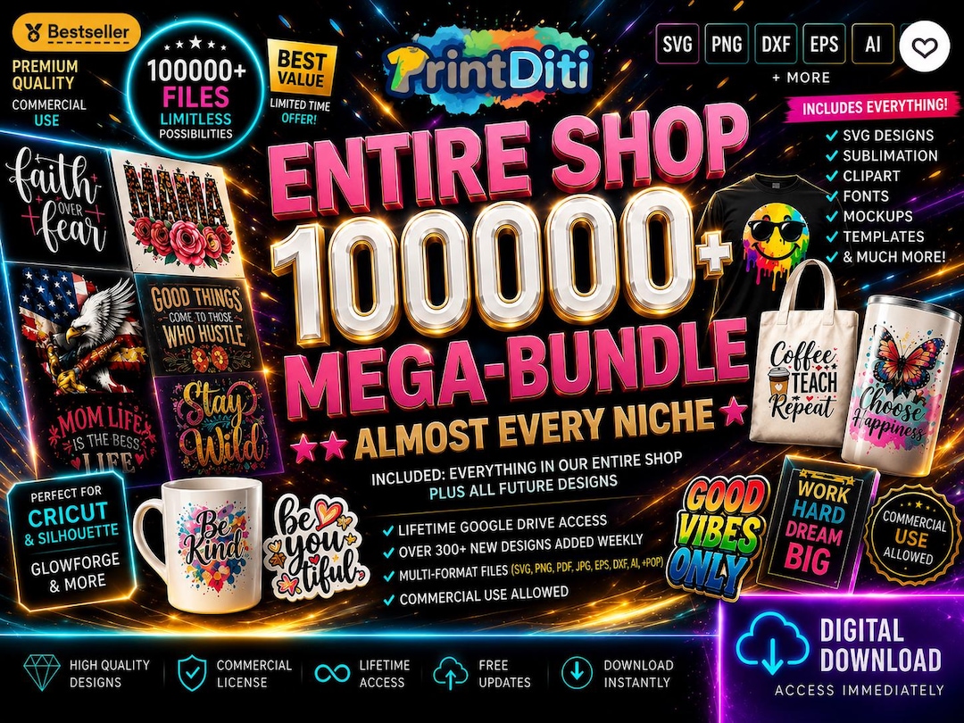 1M+ Mega Graphics Bundle | svg png pdf eps dxf ai | Designs, Fonts & Sublimation Files | P