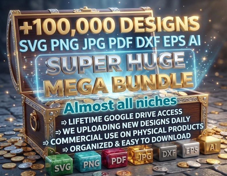 1M+ Mega Graphics Bundle | Svg Png Pdf Eps Dxf Ai | Designs, Fonts ...
