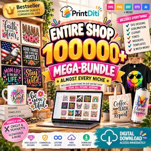 1M+ Mega Graphics Bundle | svg png pdf eps dxf ai | Designs, Fonts & Sublimation Files | PLR MLR Commercial Use | Instant Digital Download