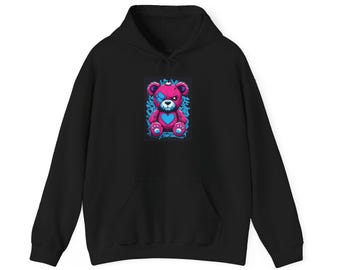 Graffiti Bear Hoodie, Urban Street Art Sweatshirt