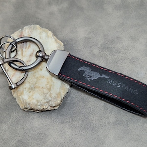 Mustang Wristlet Keychain Leather With Logo Horse Key Car Accessory Gift For Men Birthday Christmas