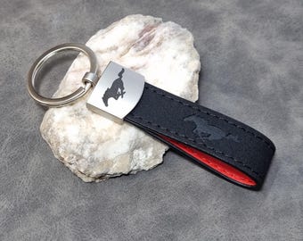 Mustang Custom Keychain Wristlet Leather With Logo Key Car Accessory Gift For Men Birthday Christmas