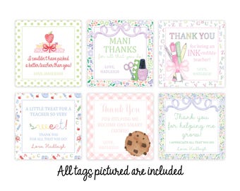 Teacher Appreciation | Gift Tag for the Teacher | Favor Tag for Teacher | Staff Appreciation for School | Grandmillennial Teacher Tag