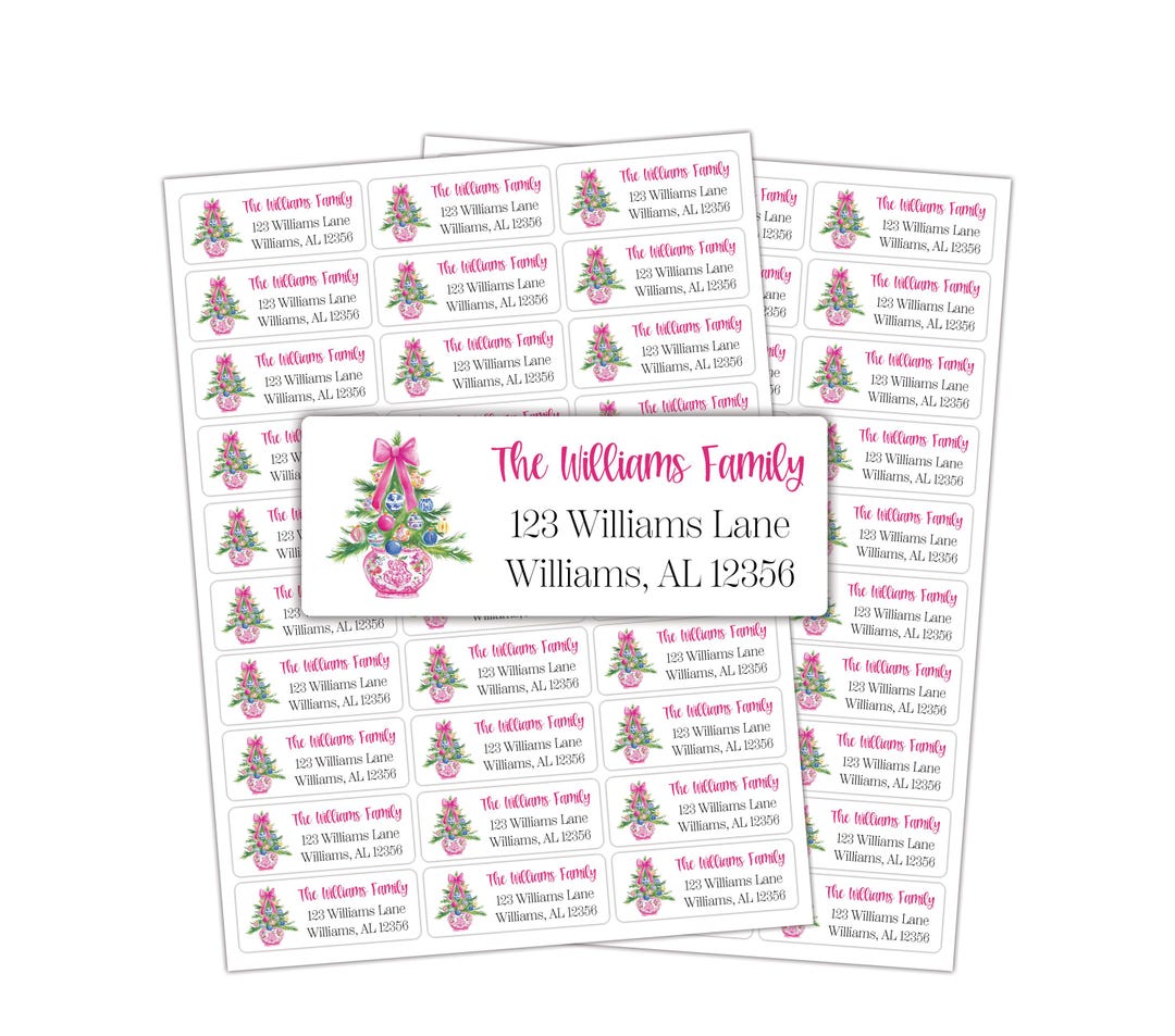 Printable Christmas Return Address Labels | Address Labels | Preppy Address  Labels | Grandmillennial Labels | 1 X 2.625 Label - Etsy, image size:1080x953