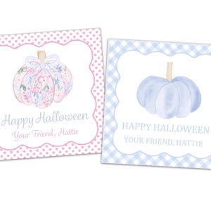 Watercolor Halloween Tag | Halloween Tag | Halloween Treat Card | Printable Halloween Tag | Preppy Halloween Tag | Pumpkin Tag